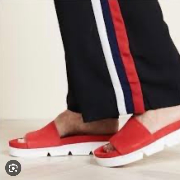 Stuart Weitzman orange suede sport slides - Picture 1 of 5